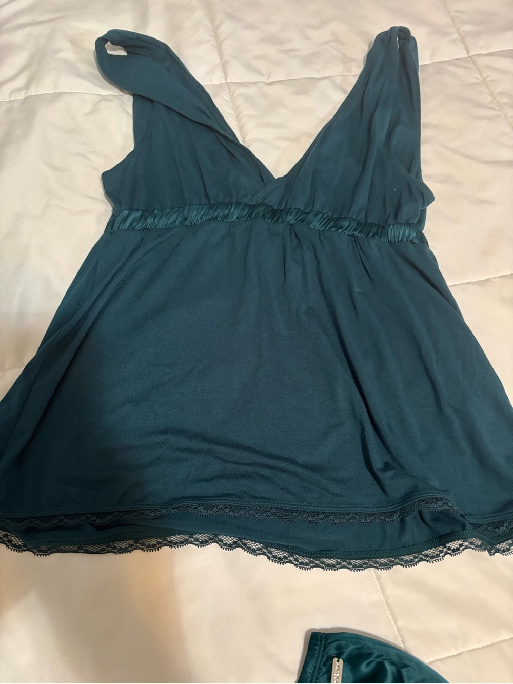 Victorias Secret Adore Me Teal Lace-Trim Sleep Cami and bottoms